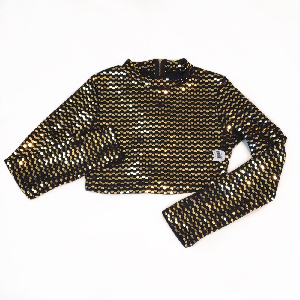 🌵4/$20🌵 Gold Sequin Long Sleeve Crop Top